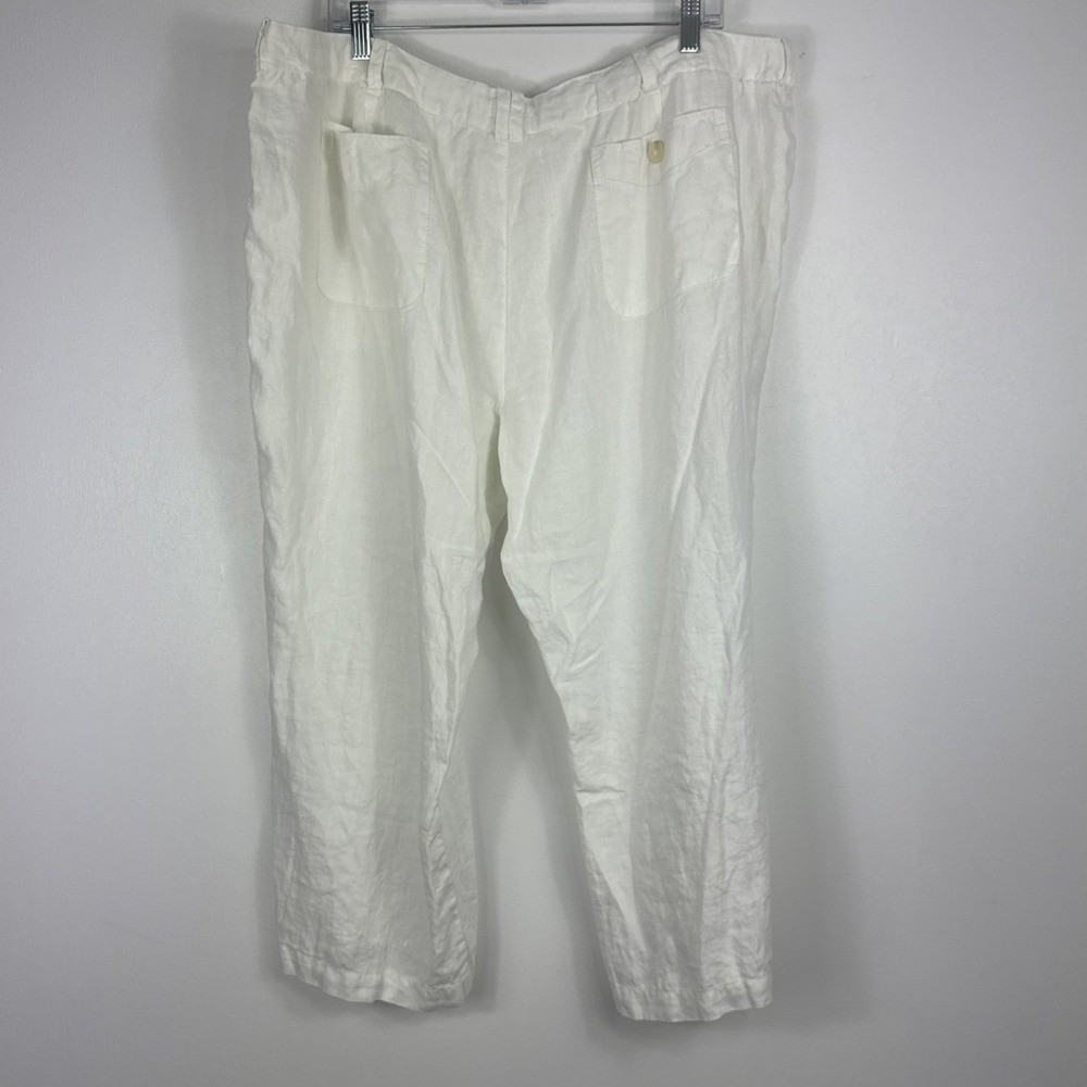 St. John's Bay Capri Pants Women's 20W White 100% Linen Drawstring Wide Leg - Picture 4 of 12